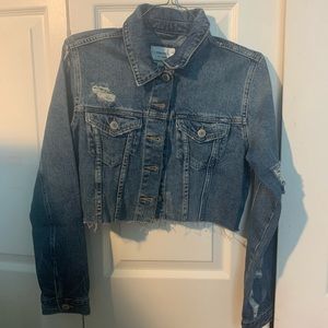 Forever 21 Cropped Distressed Denim Jacket